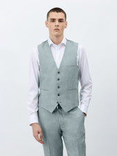 Gilet de costume en laine et lin vert d'eau