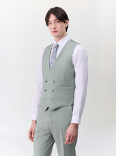 Gilet de costume croisé en laine vert d'eau