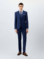 Gilet De Costume En Laine Zignone Bleu Indigo