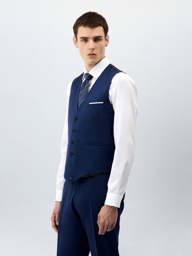 Gilet de costume en laine Zignone bleu indigo