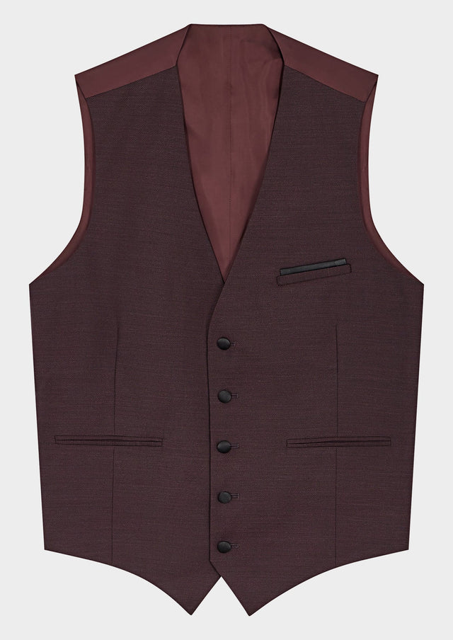 Gilet de smoking en laine unie bordeaux