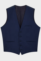 Gilet De Smoking En Laine Unie Bleu
