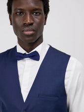 Gilet De Smoking En Laine Unie Bleu