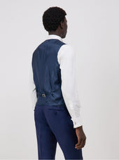 Gilet De Smoking En Laine Unie Bleu