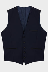 Gilet De Smoking En Laine Unie Bleu Marine