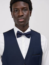 Gilet De Smoking En Laine Unie Bleu Marine