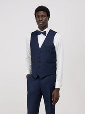 Gilet de smoking en laine unie bleu marine