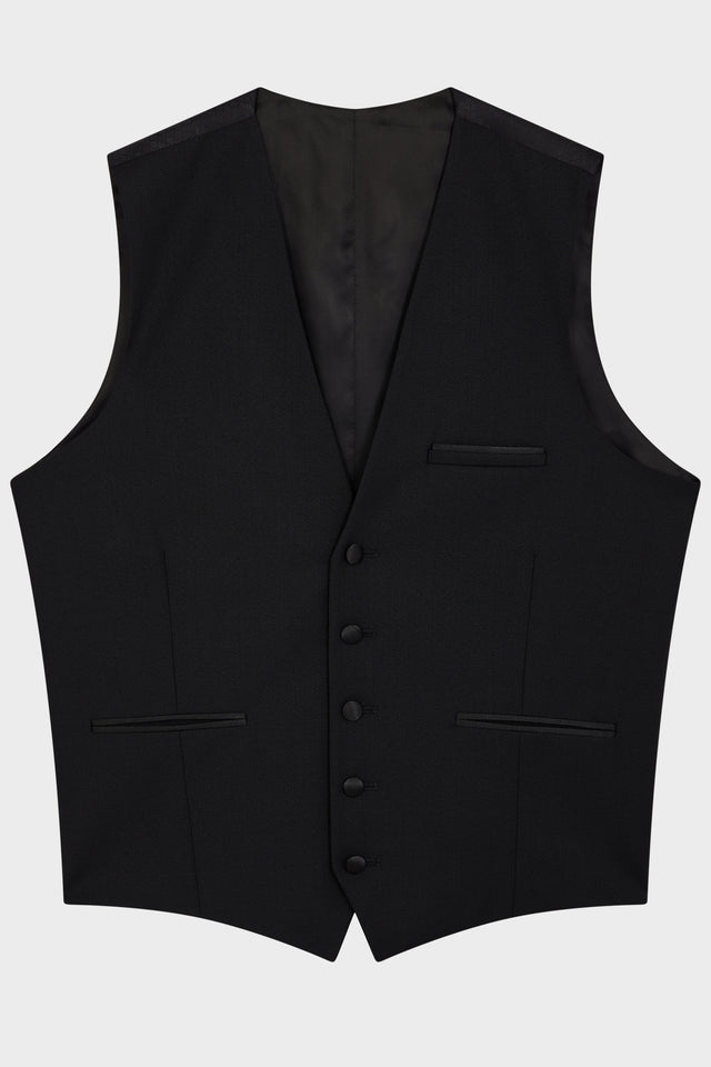 Gilet de smoking en laine unie noire