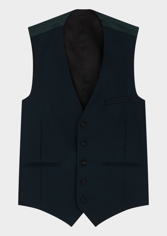 Gilet de smoking en laine unie prusse