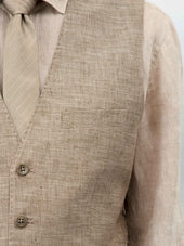 Gilet De Costume En Coton Et Lin Beiges
