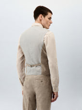 Gilet De Costume En Coton Et Lin Beiges