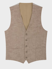 Gilet De Costume En Coton Et Lin Beiges