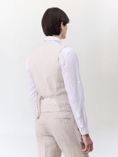 Gilet De Costume En Lin Beige