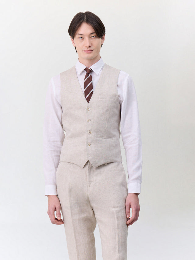 Gilet de costume en lin beige