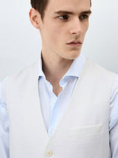 Gilet De Costume En Lin Blanc