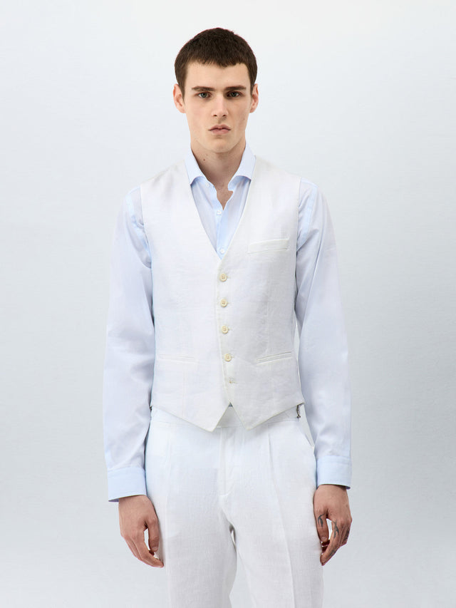Gilet de costume en lin blanc