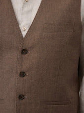 Gilet De Costume En Lin Marron