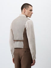 Gilet De Costume En Lin Marron