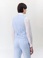 Gilet De Costume En Lin Et Coton Bleu Ciel