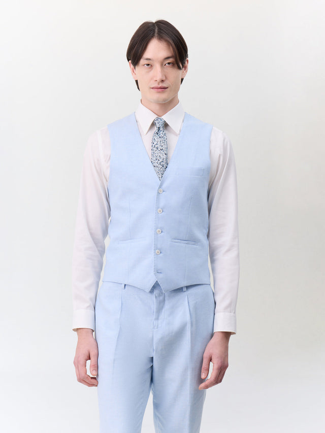 Gilet de costume en lin et coton bleu ciel