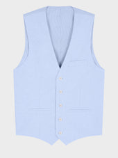 Gilet De Costume En Lin Et Coton Bleu Ciel