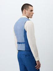 Gilet De Costume En Lin Bleu Indigo