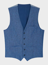 Gilet De Costume En Lin Bleu Indigo