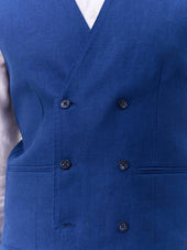 Gilet De Costume Crois En Lin Bleu Indigo