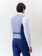 Gilet De Costume Crois En Lin Bleu Indigo