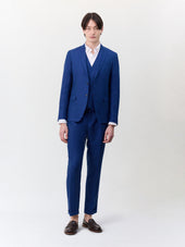 Gilet De Costume Crois En Lin Bleu Indigo