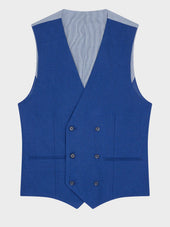 Gilet De Costume Crois En Lin Bleu Indigo