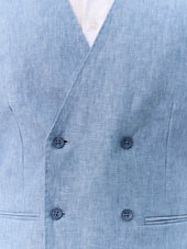 Gilet De Costume Crois En Lin Bleu Jeans