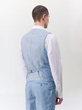 Gilet De Costume Crois En Lin Bleu Jeans