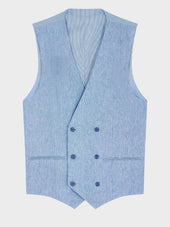 Gilet De Costume Crois En Lin Bleu Jeans