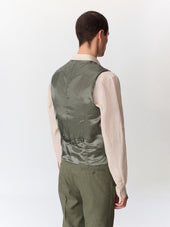 Gilet De Costume En Coton Et Lin Kaki