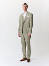 Gilet De Costume En Lin Kaki