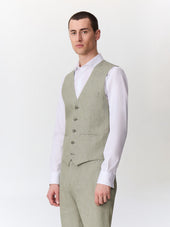 Gilet de costume en lin kaki