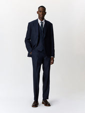 Gilet De Costume En Lin M Lang Bleu Marine