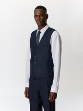 Gilet de costume en lin mélangé bleu marine