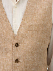 Gilet De Costume En Lin Et Coton Beige Clair