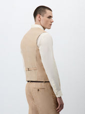Gilet De Costume En Lin Et Coton Beige Clair