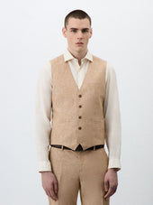 Gilet de costume en lin et coton beige clair