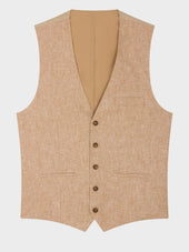 Gilet De Costume En Lin Et Coton Beige Clair