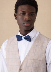 Gilet Casual En Lin Et Coton Beiges Prince De Galles