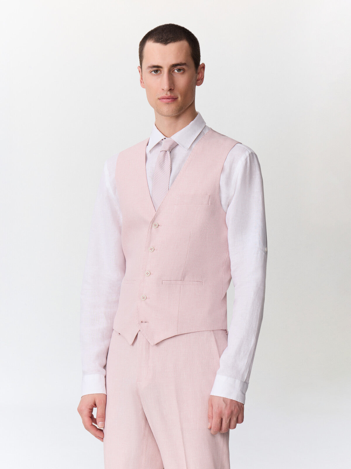 Gilet De Costume En Coton Et Lin P Le