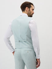Gilet De Costume En Lin Vert D Eau