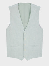 Gilet De Costume En Lin Vert D Eau