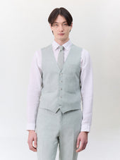 Gilet de costume en coton et lin vert d'eau