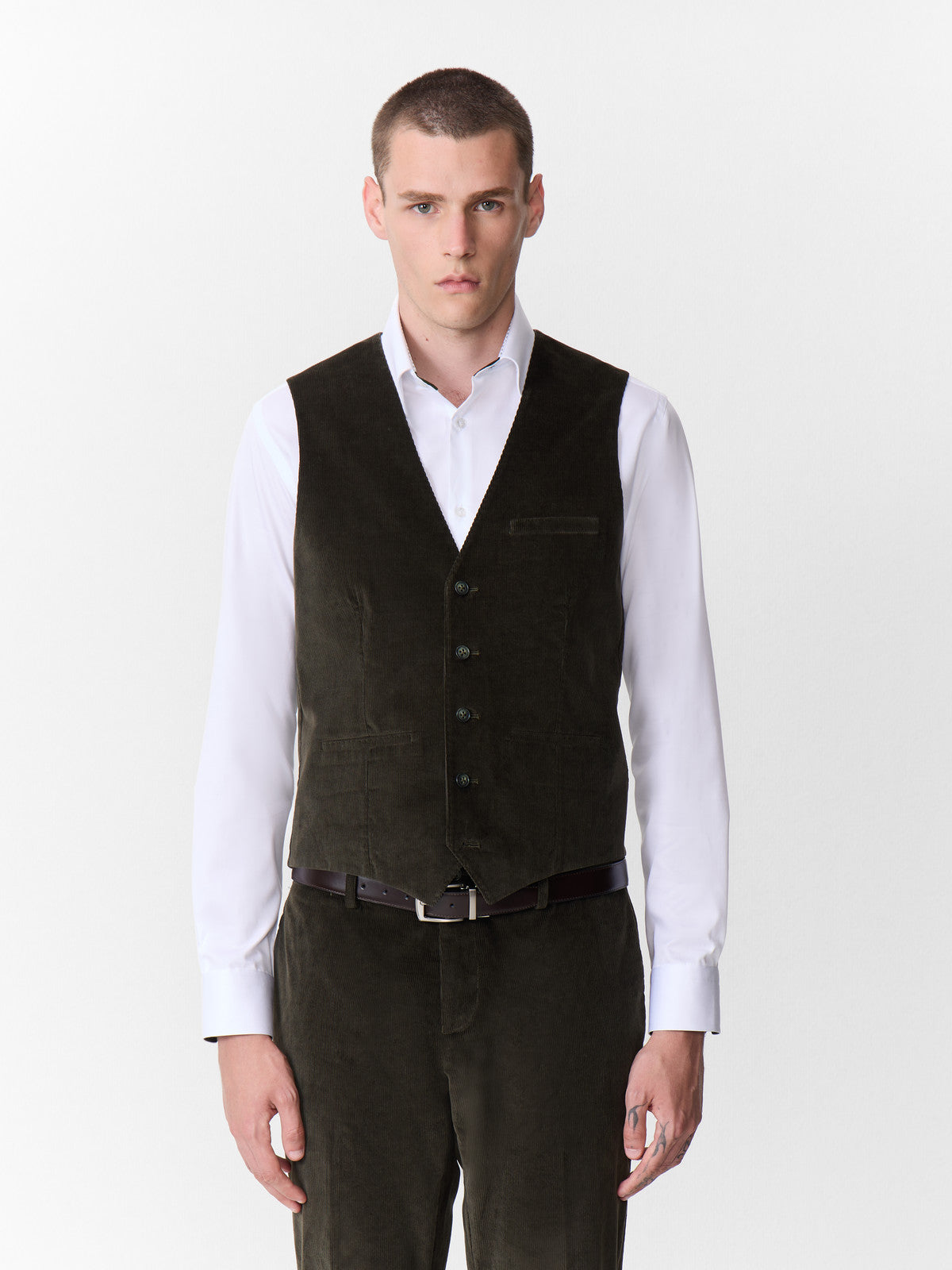 Gilet De Costume En Velours C Tel Kaki