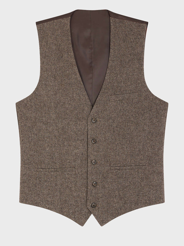 Gilet de costume en laine mélangée marron